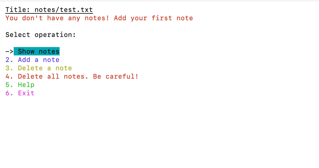 Project 2, notes cli tool